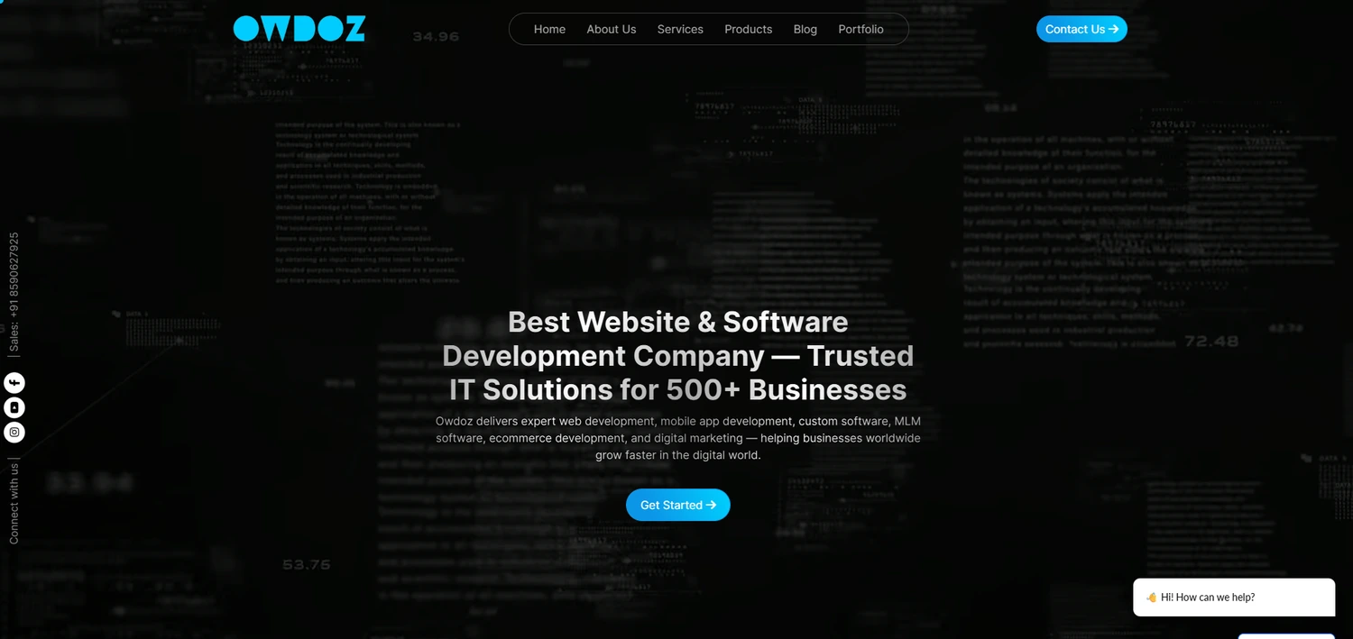 Owdoz — digital services website hero